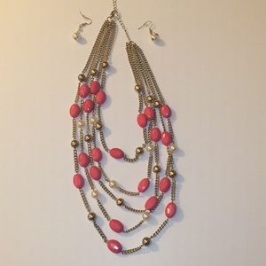Pink and Gold Fashion Necklace